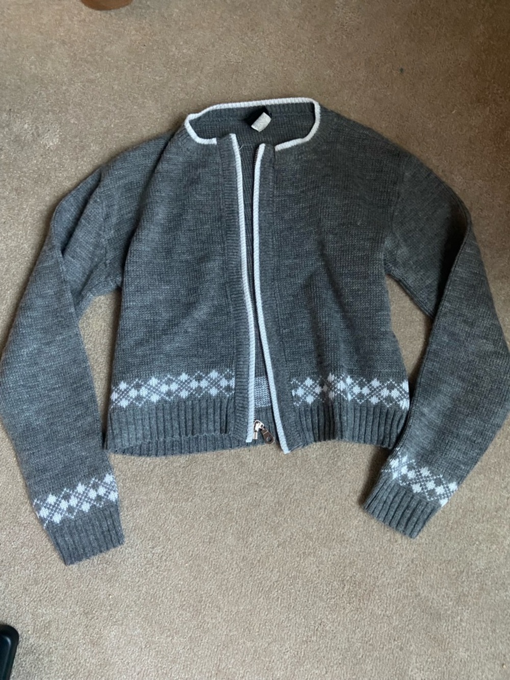 Women's Gray Zip Cardigan